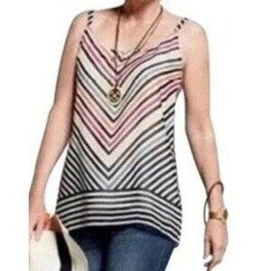 Cabi Tank Top Womens S Multicolor Rainbow Chevron Stripe Linea Camisole Lined